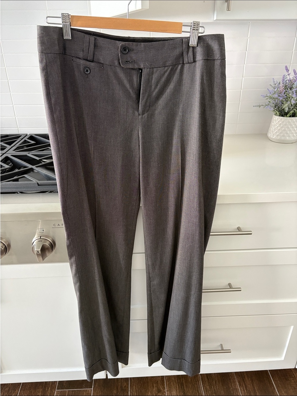 Banana Republic Women's Charcoal Gray Dress Pants - Flat Front